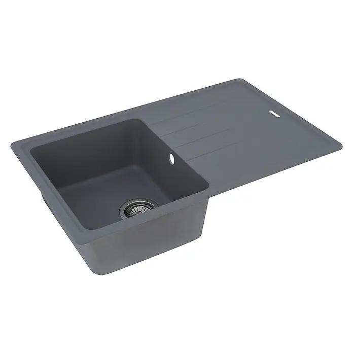 Respekta by Schock Einbauspüle Columbia - 78 x 50 cm, 1 Becken, Cristalite®, Grau - Diagonale Ansicht