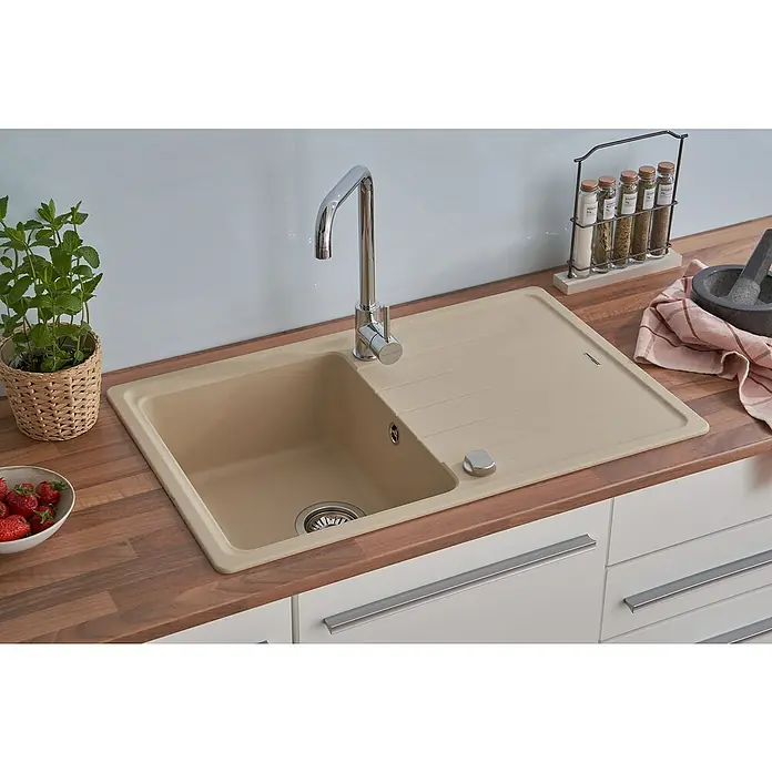 Respekta by Schock Einbauspüle Columbia - 78 x 50 cm, 1 Becken, Cristalite®, Beige - Stimmungsaufnahme