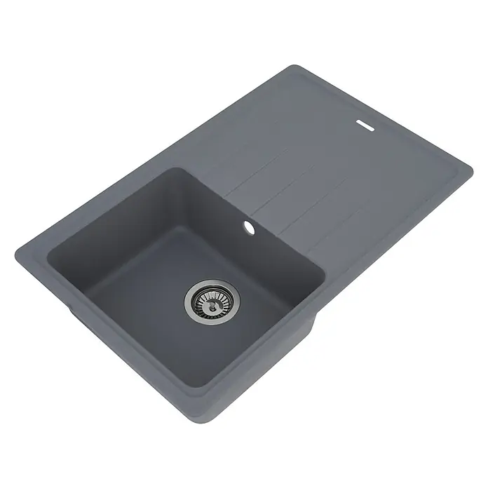 Respekta by Schock Einbauspüle Columbia - 78 x 50 cm, 1 Becken, Cristalite®, Grau - Diagonale Ansicht