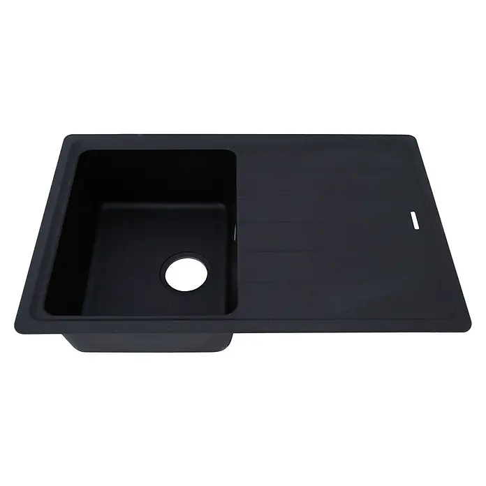 Respekta by Schock Einbauspüle Columbia - 78 x 50 cm, 1 Becken, Cristalite®, Schwarz - Diagonale Ansicht
