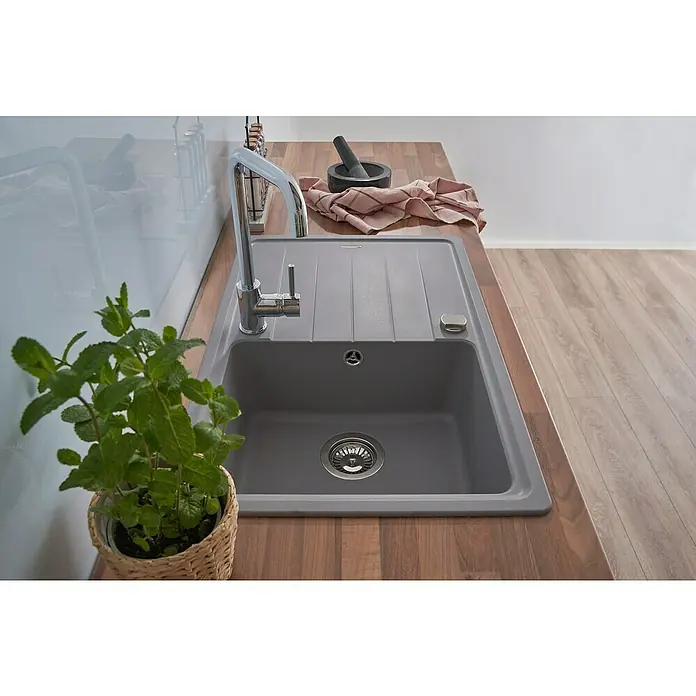 Respekta by Schock Einbauspüle Columbia - 78 x 50 cm, 1 Becken, Cristalite®, Grau - Stimmungsaufnahme