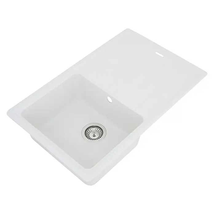 Respekta by Schock Einbauspüle Columbia - 78 x 50 cm, 1 Becken, Cristalite®, Weiß - Diagonale Ansicht