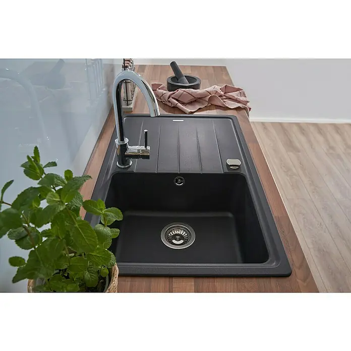 Respekta by Schock Einbauspüle Columbia - 78 x 50 cm, 1 Becken, Cristalite®, Schwarz - Stimmungsaufnahme