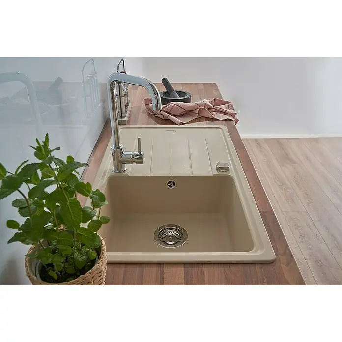 Respekta by Schock Einbauspüle Columbia - 78 x 50 cm, 1 Becken, Cristalite®, Beige - Stimmungsaufnahme