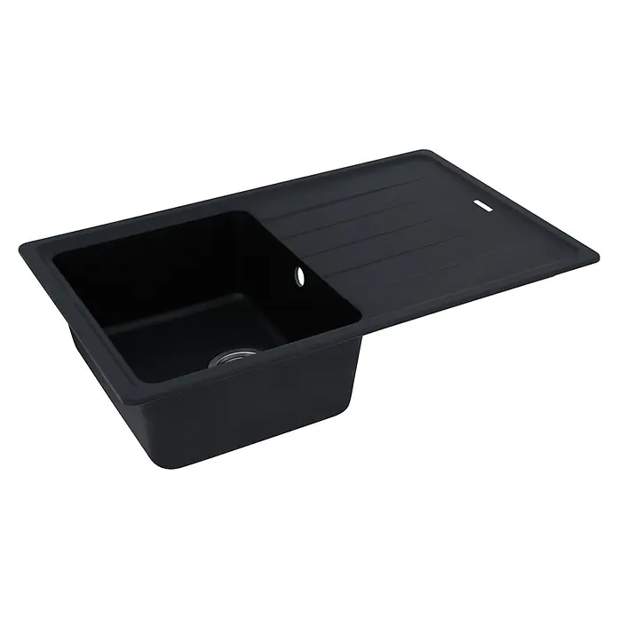 Respekta by Schock Einbauspüle Columbia - 78 x 50 cm, 1 Becken, Cristalite®, Schwarz - Diagonale Ansicht