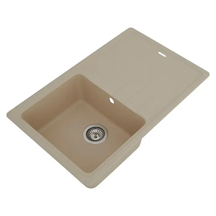 Respekta by Schock Einbauspüle Columbia - 78 x 50 cm, 1 Becken, Cristalite®, Beige - Diagonale Ansicht