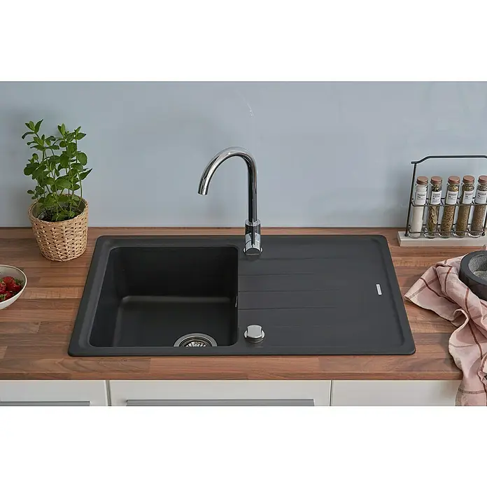 Respekta by Schock Einbauspüle Columbia - 78 x 50 cm, 1 Becken, Cristalite®, Schwarz - Stimmungsaufnahme