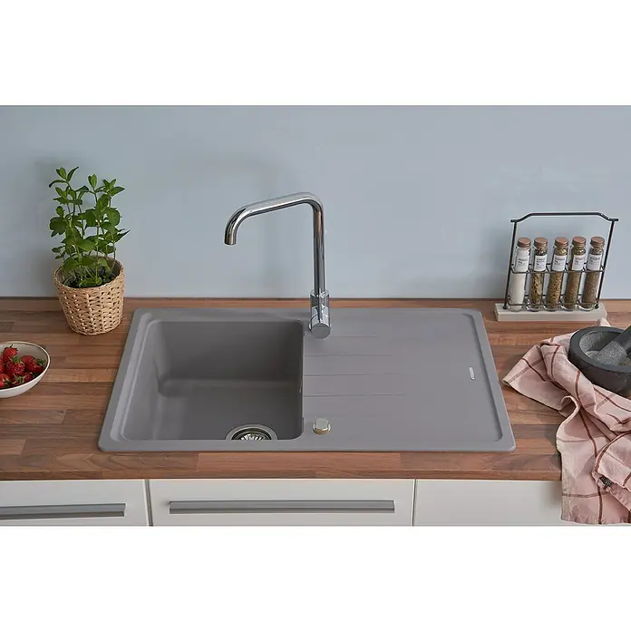 Respekta by Schock Einbauspüle Columbia - 78 x 50 cm, 1 Becken, Cristalite®, Grau - Stimmungsaufnahme