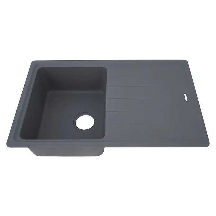 Respekta by Schock Einbauspüle Columbia - 78 x 50 cm, 1 Becken, Cristalite®, Grau - Diagonale Ansicht