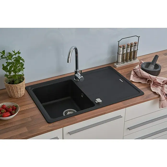 Respekta by Schock Einbauspüle Columbia - 78 x 50 cm, 1 Becken, Cristalite®, Schwarz - Stimmungsaufnahme