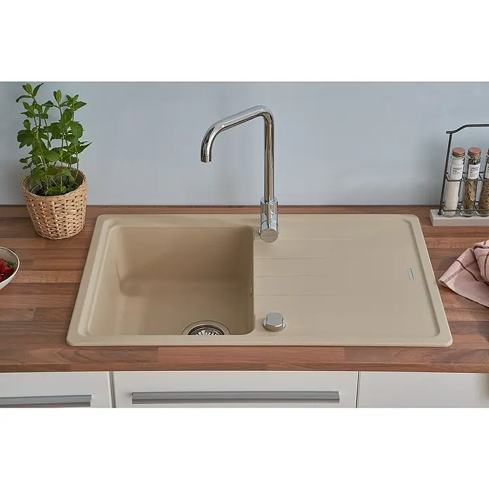 Respekta by Schock Einbauspüle Columbia - 78 x 50 cm, 1 Becken, Cristalite®, Beige - Stimmungsaufnahme