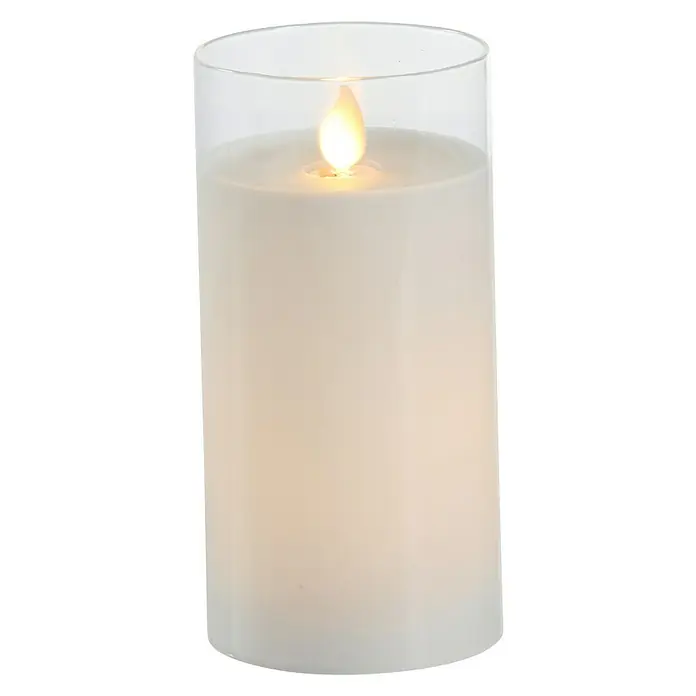 Vela con LED Puro - Ø x Al: 7,5 x 15 cm, Blanco, Cera natural - Vista frontal