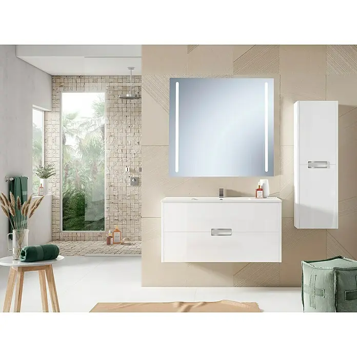 Conjunto de mueble de baño Montana - 80 cm, 3 piezas, Blanco, Brillo - Foto ambiente