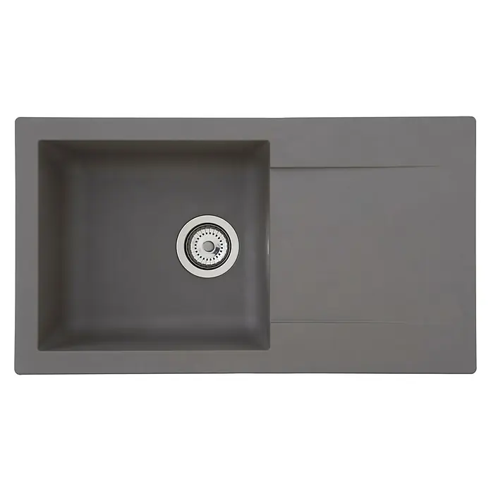 Respekta Einbauspüle Denver - 78 x 43,5 cm, 1 Becken, Mineralite, Grau - Ansicht von oben