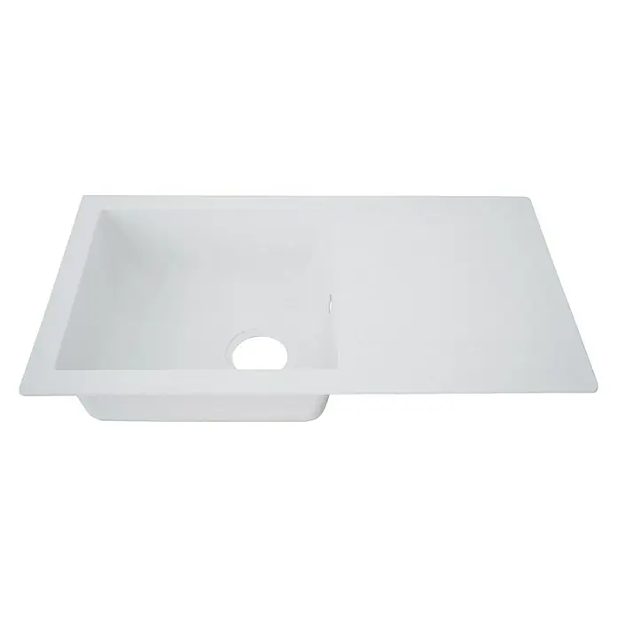 Respekta Einbauspüle Denver - 78 x 43,5 cm, 1 Becken, Mineralite, Weiß - Diagonale Ansicht