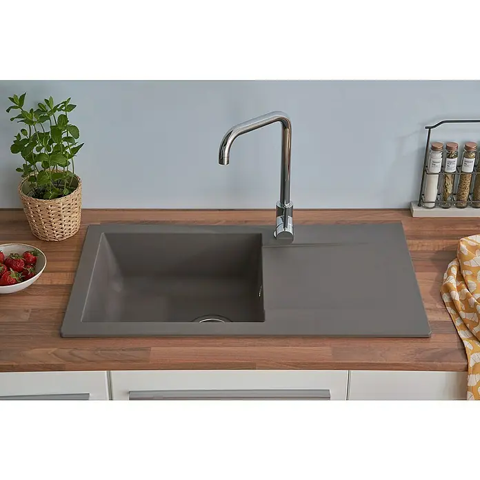 Respekta Einbauspüle Denver - 78 x 43,5 cm, 1 Becken, Mineralite, Grau - Stimmungsaufnahme