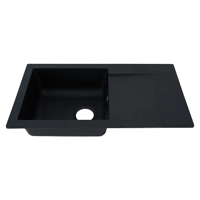 Respekta Einbauspüle Denver - 78 x 43,5 cm, 1 Becken, Mineralite, Schwarz - Diagonale Ansicht