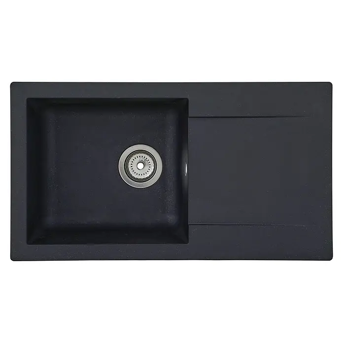 Respekta Einbauspüle Denver - 78 x 43,5 cm, 1 Becken, Mineralite, Schwarz - Ansicht von oben