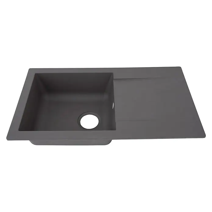 Respekta Einbauspüle Denver - 78 x 43,5 cm, 1 Becken, Mineralite, Grau - Diagonale Ansicht