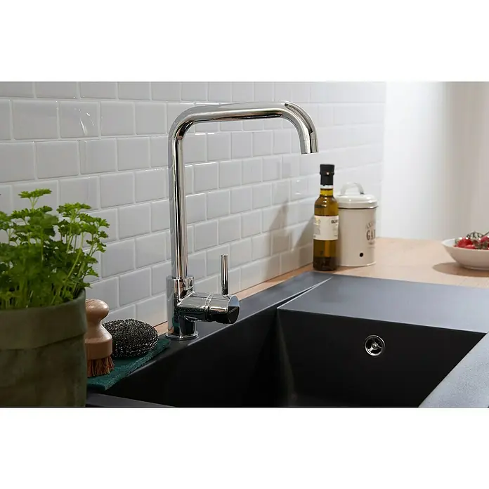 Respekta Einbauspüle Denver - 86 x 50 cm, 1 Becken, Mineralite, Schwarz - Stimmungsaufnahme