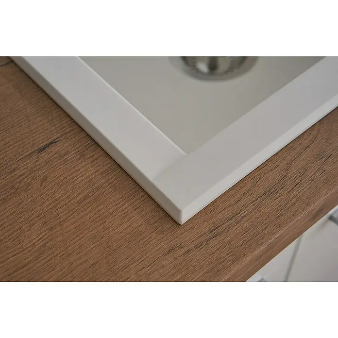 Respekta Einbauspüle Houston - 100 x 50 cm, 1½ Becken, Mineralite, Weiß - Detailaufnahme