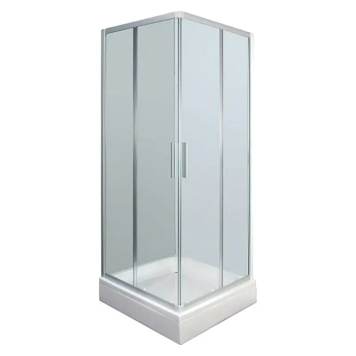 Aquaart Kutna tuš kabina Smart - D x Š x V: 80 x 80 x 210 cm, Debljina: 5 mm, Srebrne boje - Dijagonalni pogled