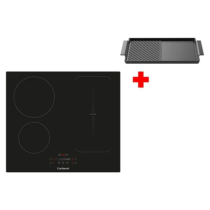 Corberó Placa de inducción CCIM3000FZ + Plancha - Zonas de cocción: 4 ud., Inducción, Temporizador - Vista frontal