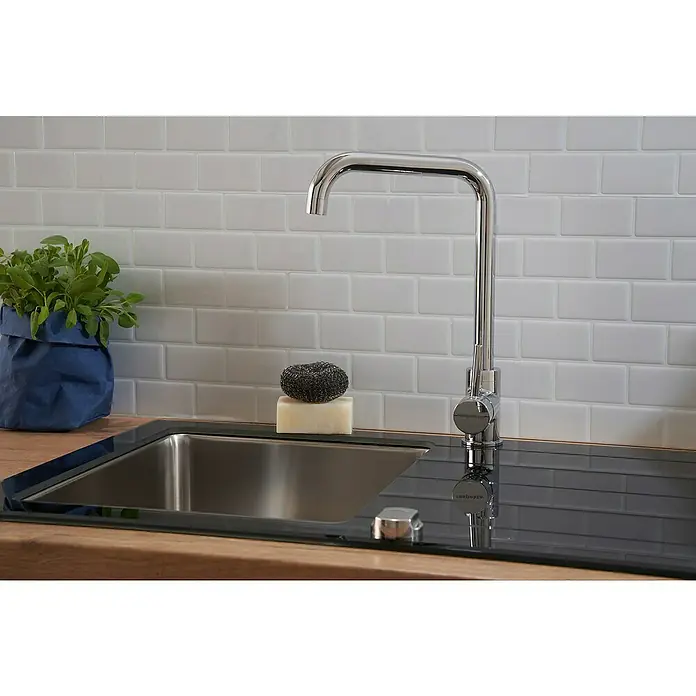 Respekta Glasspüle New York - 86 x 50 cm, Edelstahl/Glas, Schwarz - Stimmungsaufnahme
