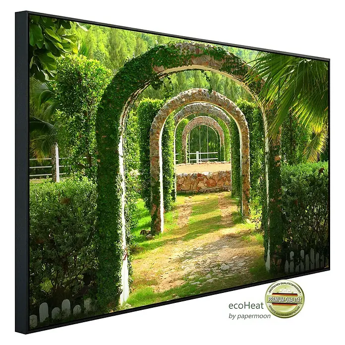 Papermoon Infrarot-Bildheizkörper Pergola Garten - 60 x 60 cm, 350 W - Diagonale Ansicht