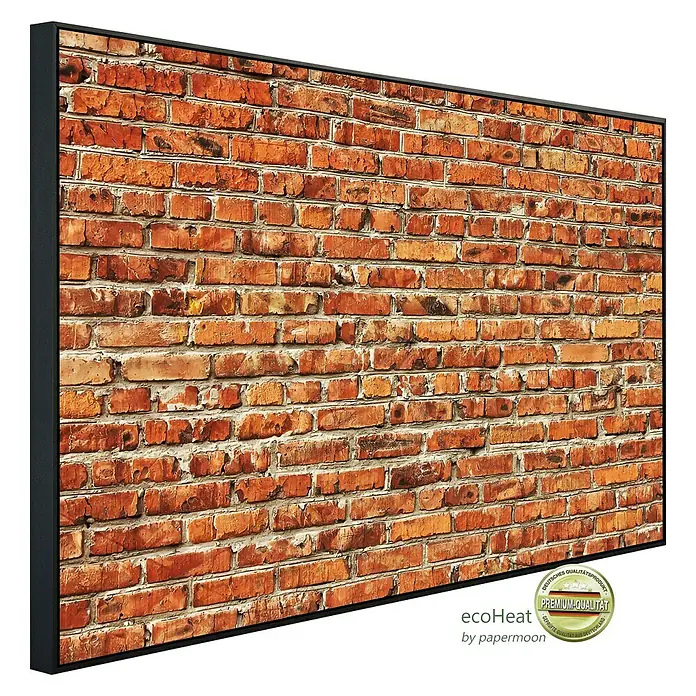 Papermoon Infrarot-Bildheizkörper Rote Backsteinmauer - 80 x 60 cm, 450 W - Diagonale Ansicht
