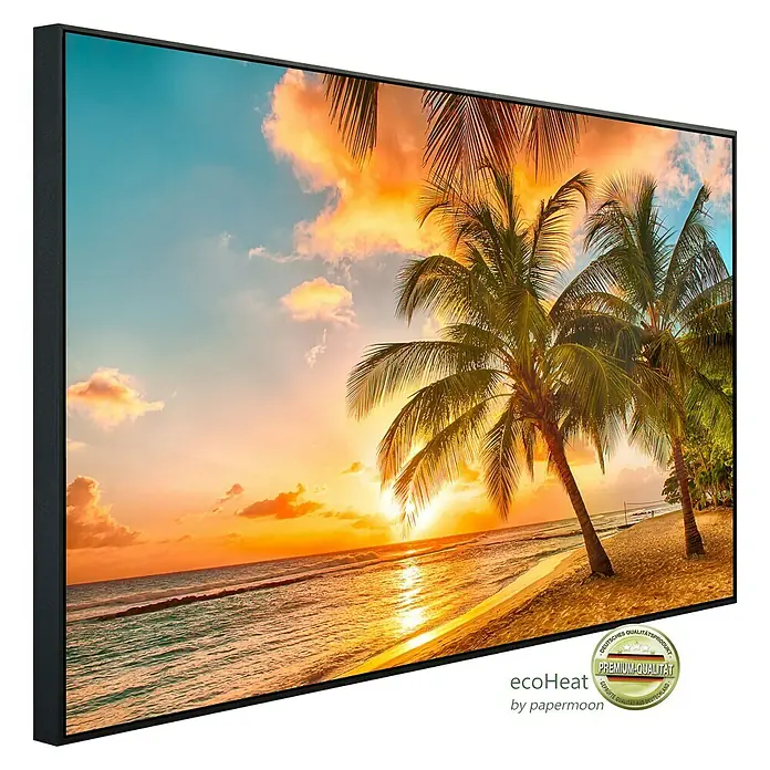 Papermoon Infrarot-Bildheizkörper Barbados Palm Beach 1 - 120 x 60 cm, 900 W - Diagonale Ansicht
