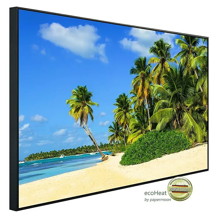 Papermoon Infrarot-Bildheizkörper Exotischer Palm Beach - 100 x 60 cm, 600 W - Diagonale Ansicht