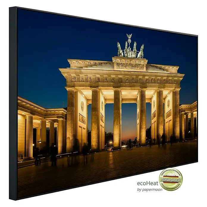 Papermoon Infrarot-Bildheizkörper Brandenburger Tor - 60 x 60 cm, 350 W - Diagonale Ansicht