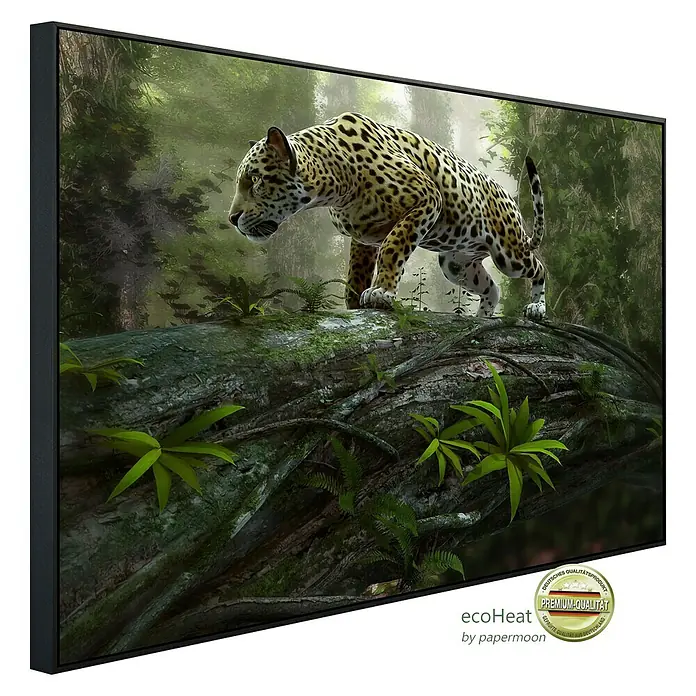 Papermoon Infrarot-Bildheizkörper Jaguar auf der Suche - 100 x 60 cm, 600 W - Diagonale Ansicht