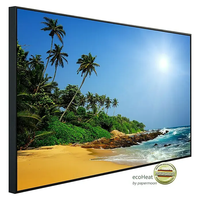Papermoon Infrarot-Bildheizkörper Sri Lanka Tropischer Strand - 120 x 60 cm, 900 W - Diagonale Ansicht