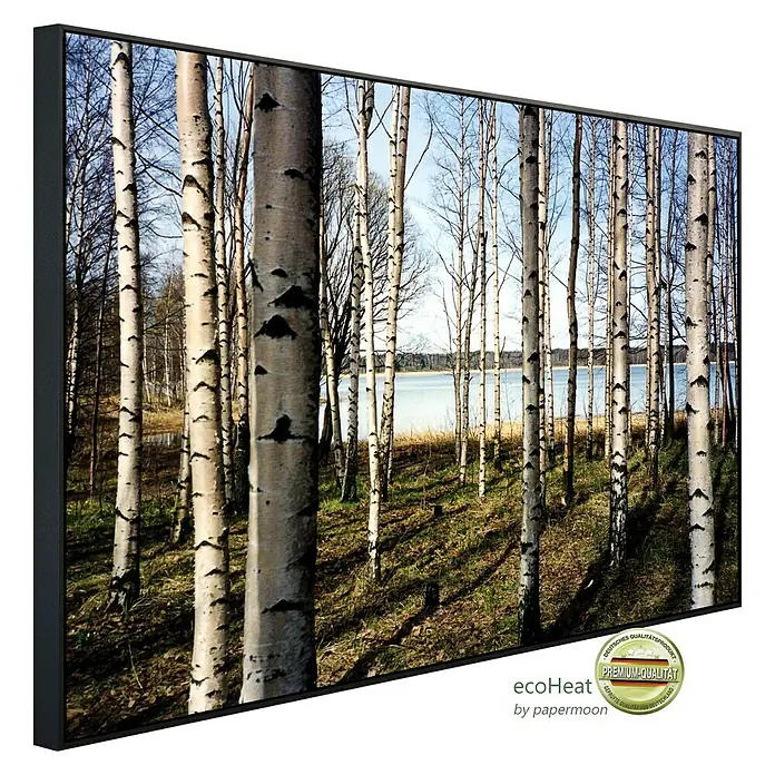 Papermoon Infrarot-Bildheizkörper Finnischer Bienwald - 100 x 60 cm, 600 W - Diagonale Ansicht