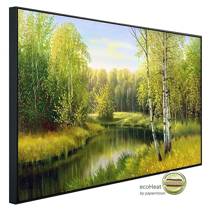 Papermoon Infrarot-Bildheizkörper Fluss im Herbsttag - 120 x 60 cm, 750 W - Diagonale Ansicht