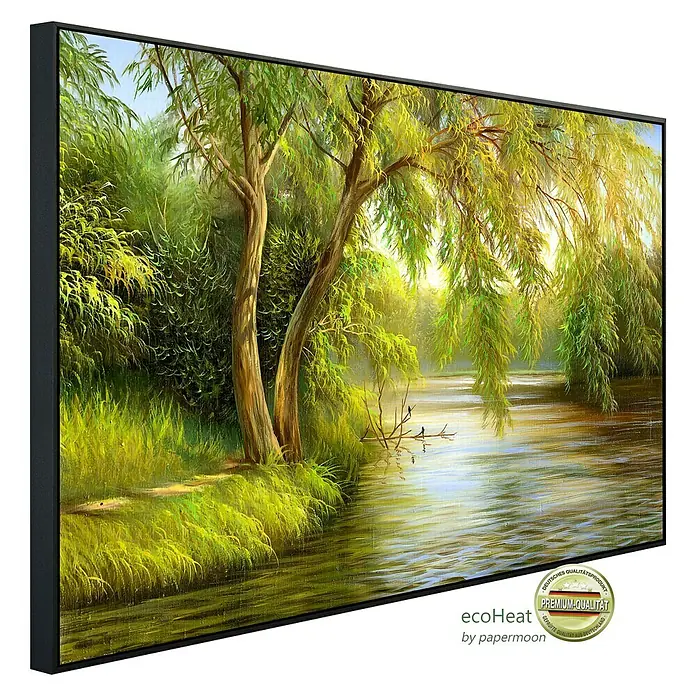 Papermoon Infrarot-Bildheizkörper Summer Wood Lake - 60 x 60 cm, 350 W - Diagonale Ansicht