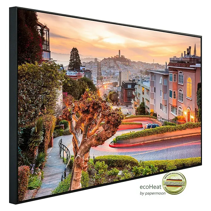 Papermoon Infrarot-Bildheizkörper Lombard Street in San Francisco - 80 x 60 cm, 450 W - Diagonale Ansicht