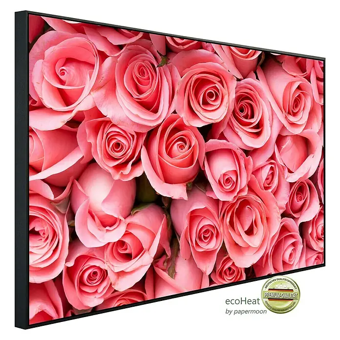 Papermoon Infrarot-Bildheizkörper Rosa Rosenblumen - 120 x 60 cm, 900 W - Diagonale Ansicht