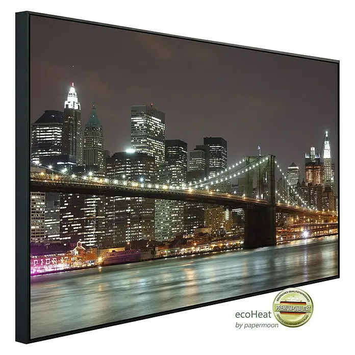 Papermoon Infrarot-Bildheizkörper Manhatten Brücke - 120 x 60 cm, 750 W - Diagonale Ansicht