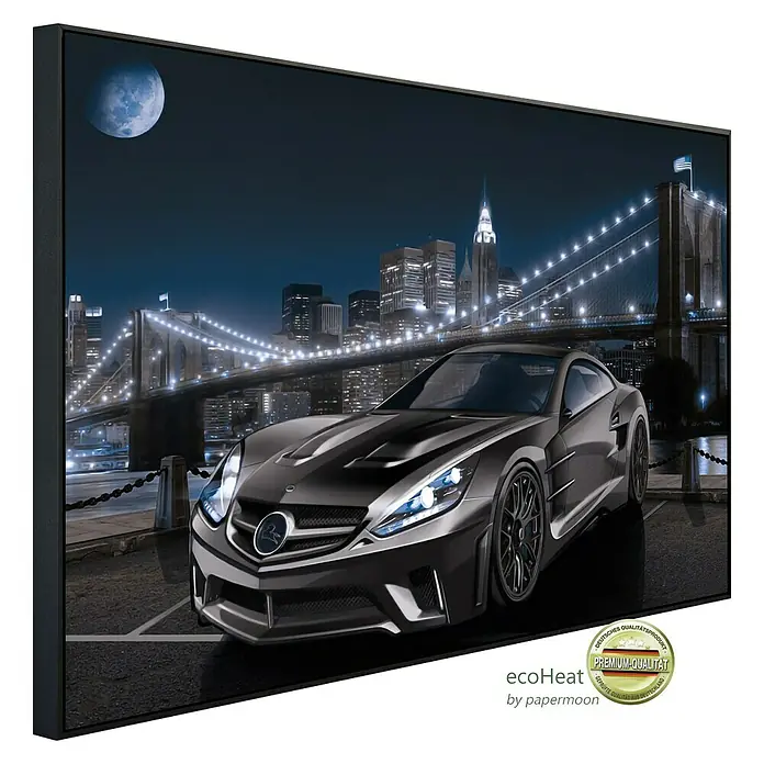 Papermoon Infrarot-Bildheizkörper Manhatten Car II - 120 x 60 cm, 1.200 W - Diagonale Ansicht