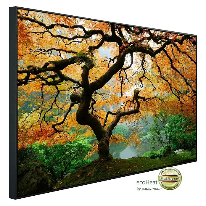 Papermoon Infrarot-Bildheizkörper Herbst Ahornbaum - 120 x 60 cm, 750 W - Diagonale Ansicht