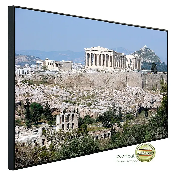 Papermoon Infrarot-Bildheizkörper Parthenon Athen 1 - 60 x 60 cm, 350 W - Diagonale Ansicht