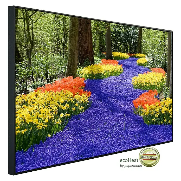 Papermoon Infrarot-Bildheizkörper Frühlingsblumen 2 - 80 x 60 cm, 450 W - Diagonale Ansicht