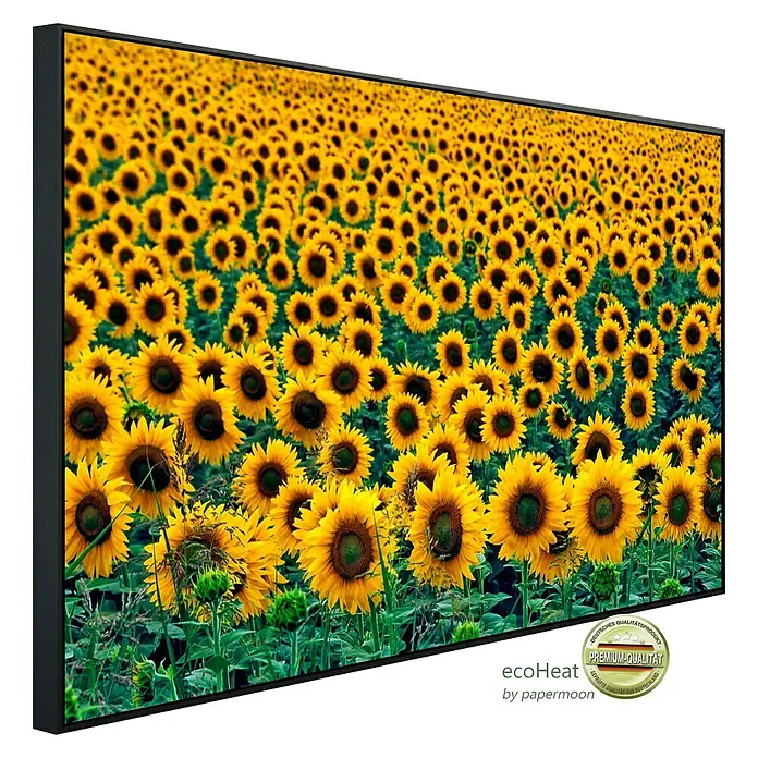 Papermoon Infrarot-Bildheizkörper Feld der Sonnenblumen 1 - 120 x 60 cm, 1.200 W - Diagonale Ansicht