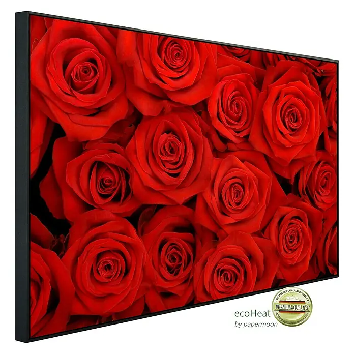 Papermoon Infrarot-Bildheizkörper Rote Rosen - 100 x 60 cm, 600 W - Diagonale Ansicht