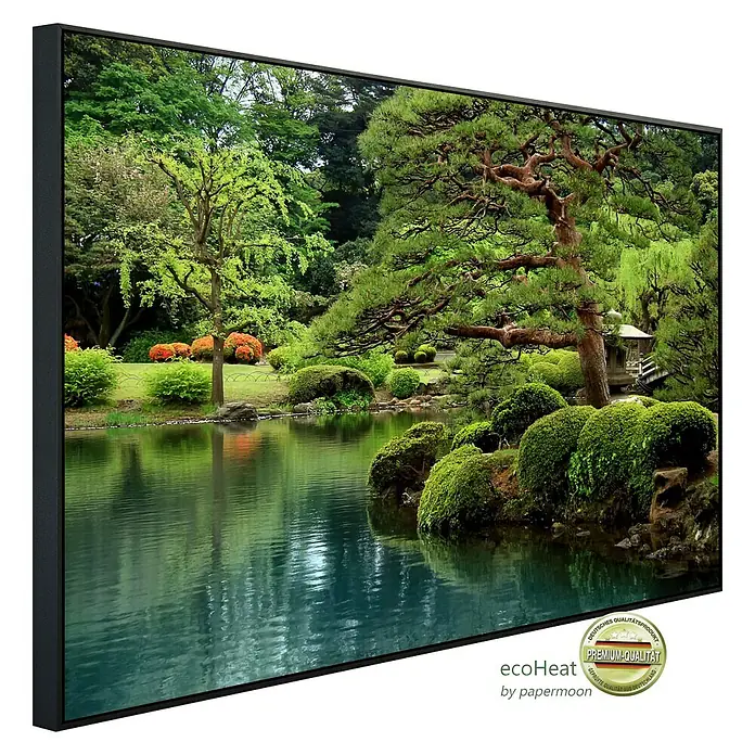 Papermoon Infrarot-Bildheizkörper Ruhiger Zen See - 120 x 60 cm, 750 W - Diagonale Ansicht