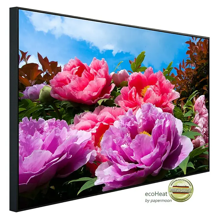 Papermoon Infrarot-Bildheizkörper Tropical Peonies - 120 x 60 cm, 750 W - Diagonale Ansicht