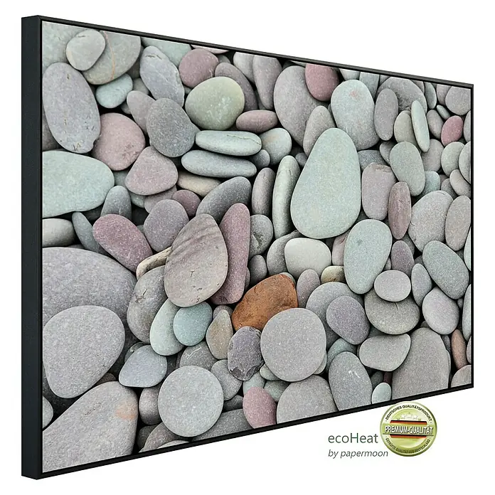 Papermoon Infrarot-Bildheizkörper Kieselsteine - 120 x 60 cm, 750 W - Diagonale Ansicht